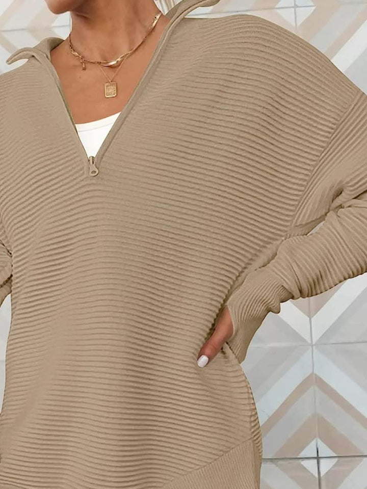 Half Zip Long Sleeve Knit Top