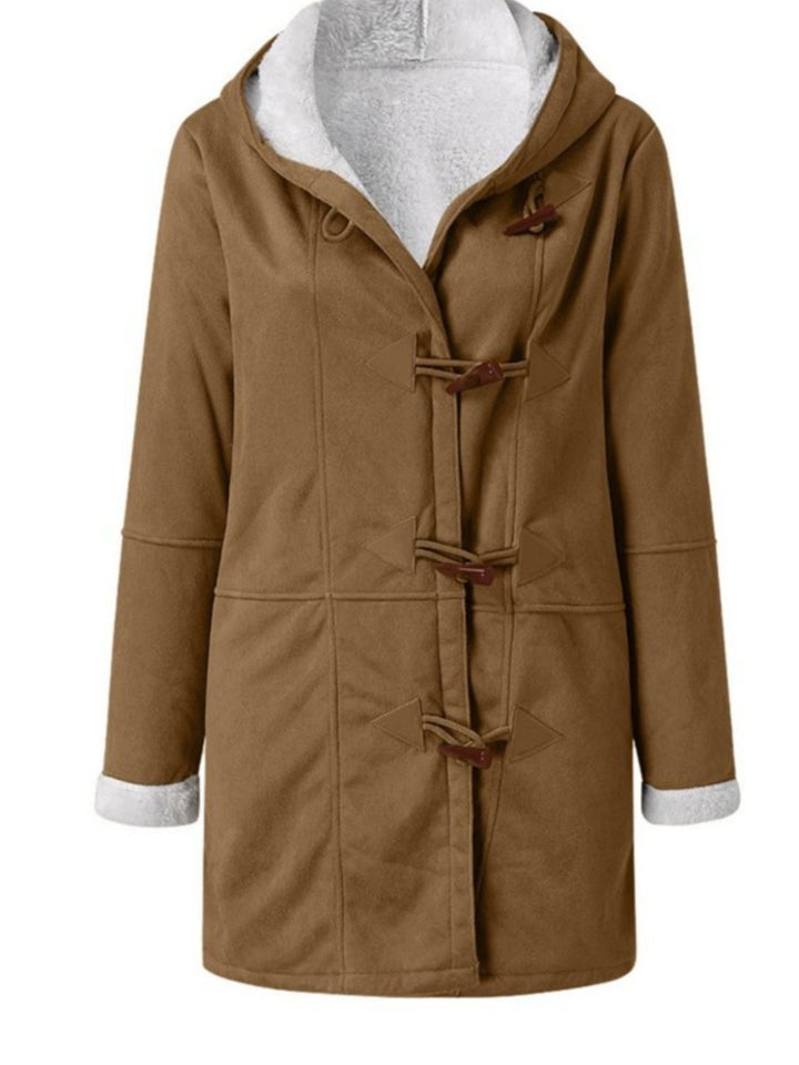 Pocketed Long Sleeve Hooded Toggle Jacket