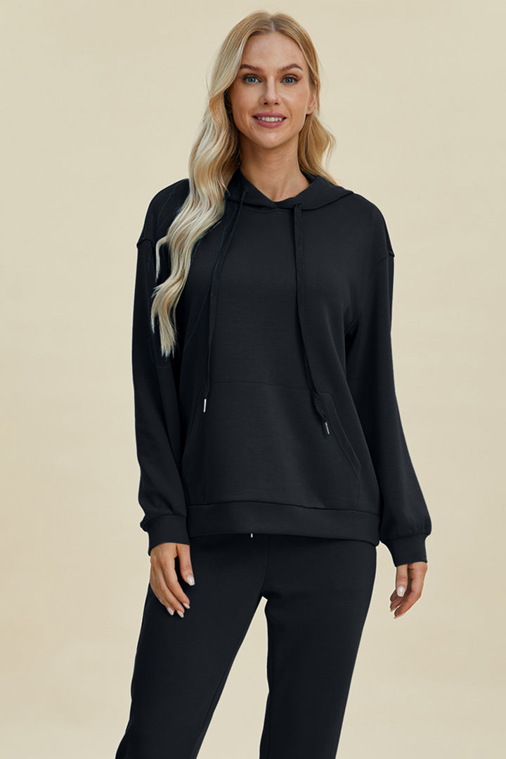 Drawstring Long Sleeve Hoodie with Kangaroo Pocket