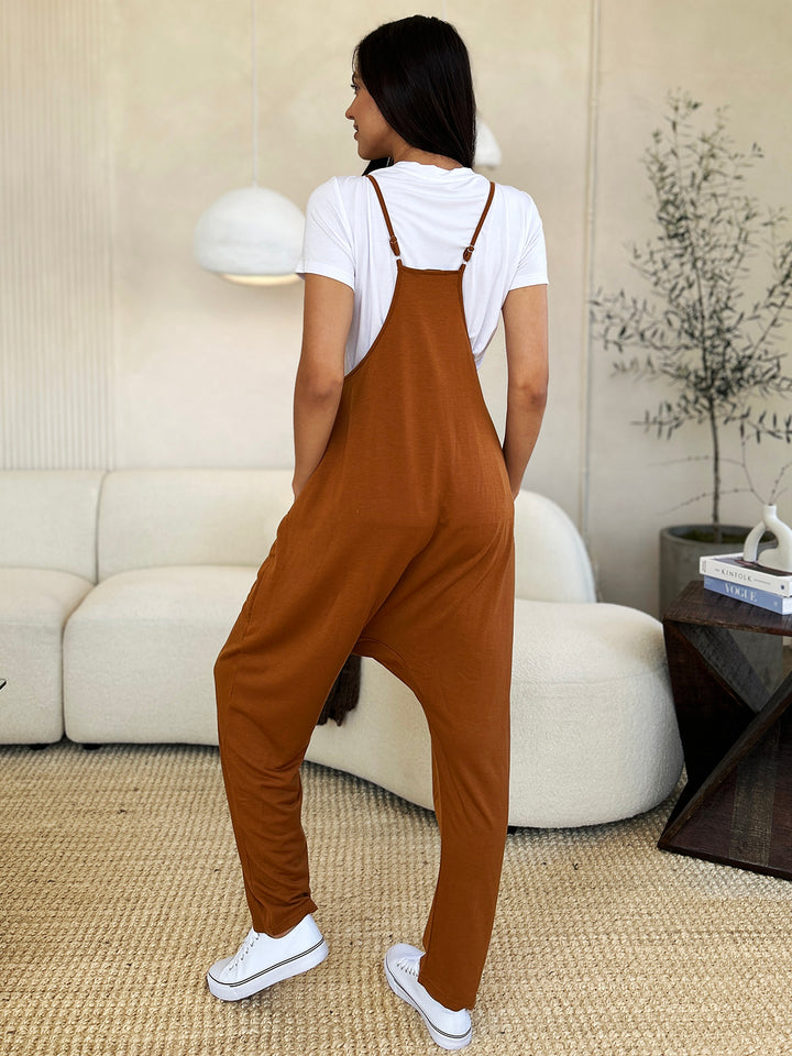 Sleeveless V-Neck Pocketed Jumpsuit