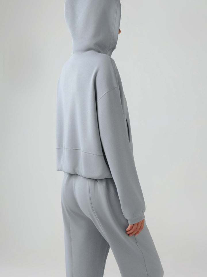 Zip Up Dropped Shoulder Active Hooded