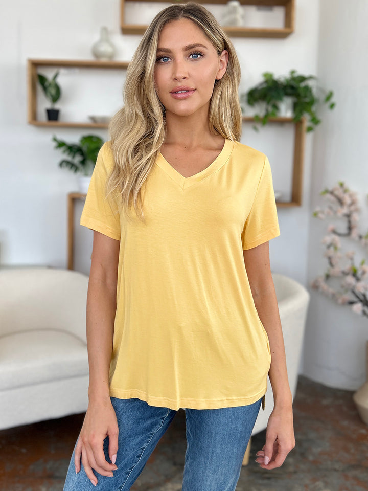 Bamboo V-Neck High-Low T-Shirt