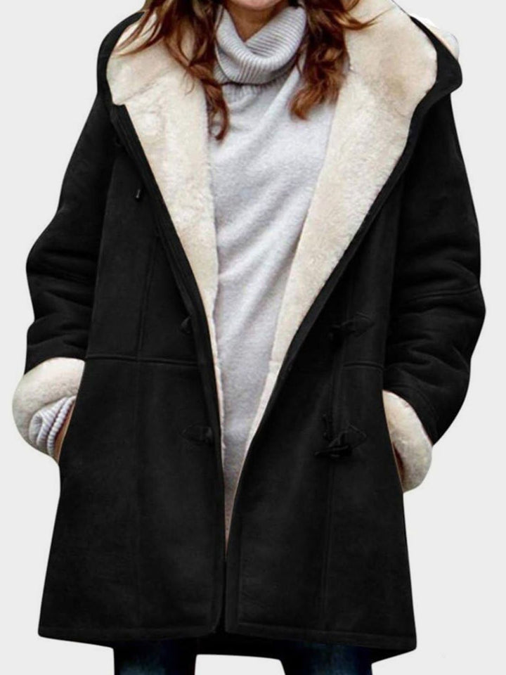 Pocketed Long Sleeve Hooded Toggle Jacket