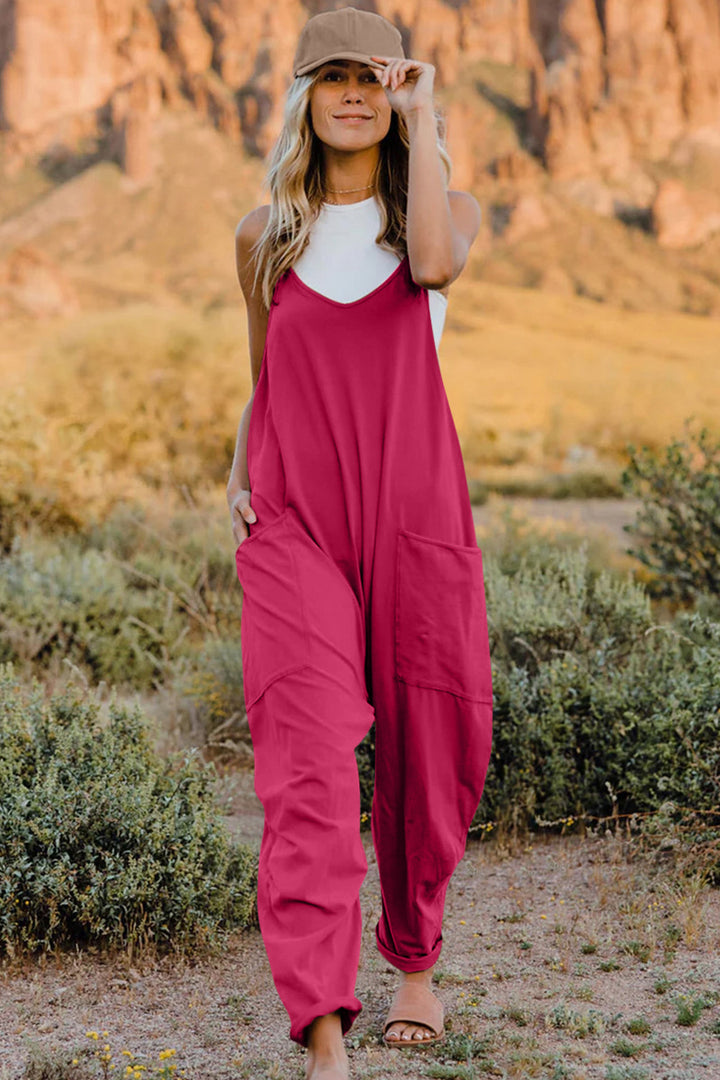 V-Neck Sleeveless Jumpsuit with Pockets