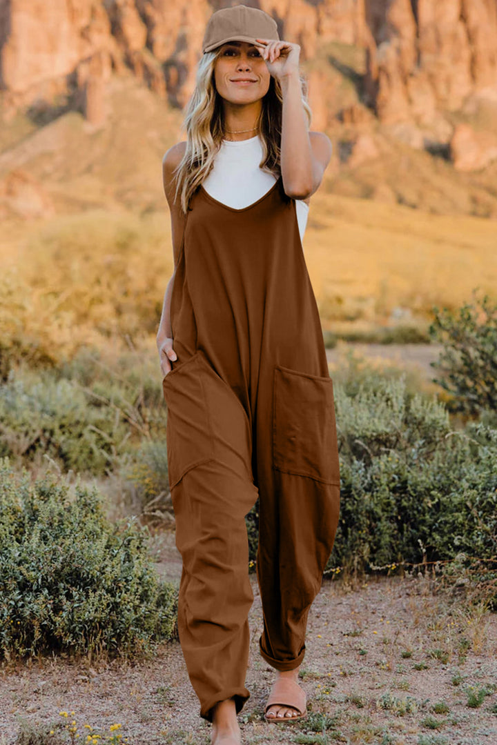 V-Neck Sleeveless Jumpsuit with Pockets