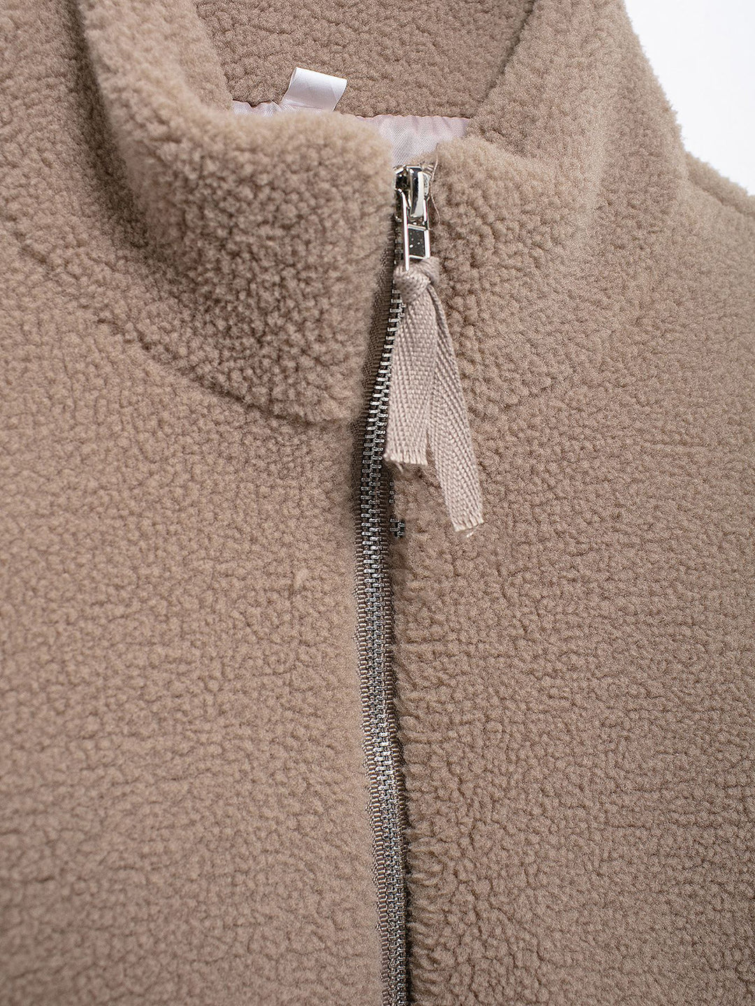 Turtleneck Zip Up Long Sleeve Plush Jacket