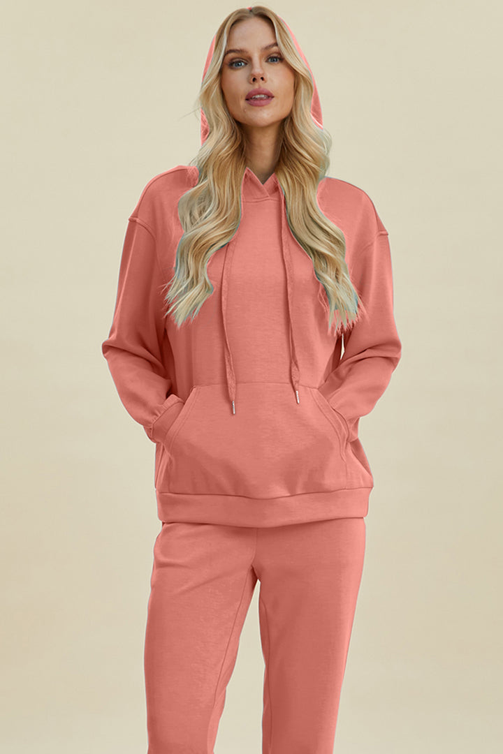 Drawstring Long Sleeve Hoodie with Kangaroo Pocket