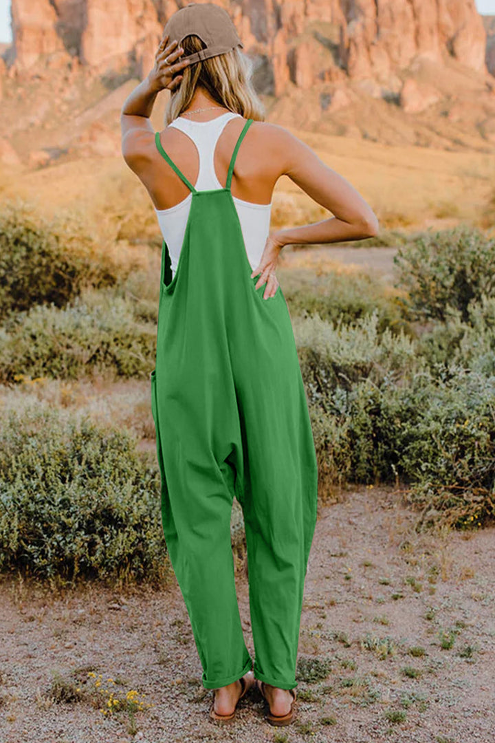 V-Neck Sleeveless Jumpsuit with Pockets