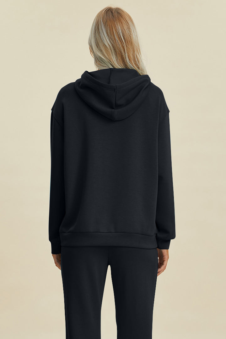 Drawstring Long Sleeve Hoodie with Kangaroo Pocket