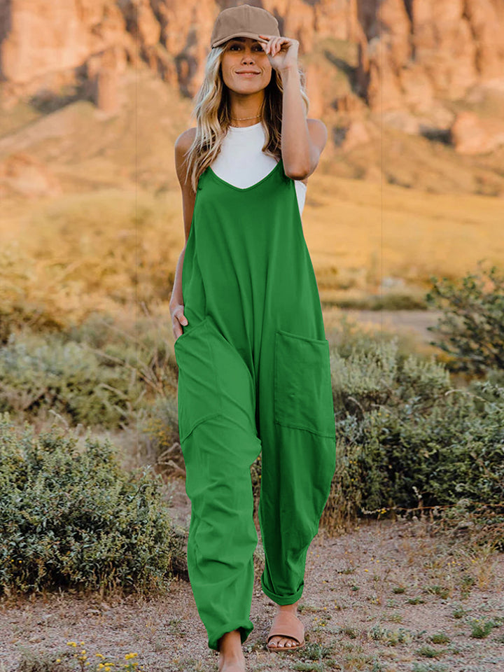 Sleeveless V-Neck Pocketed Jumpsuit