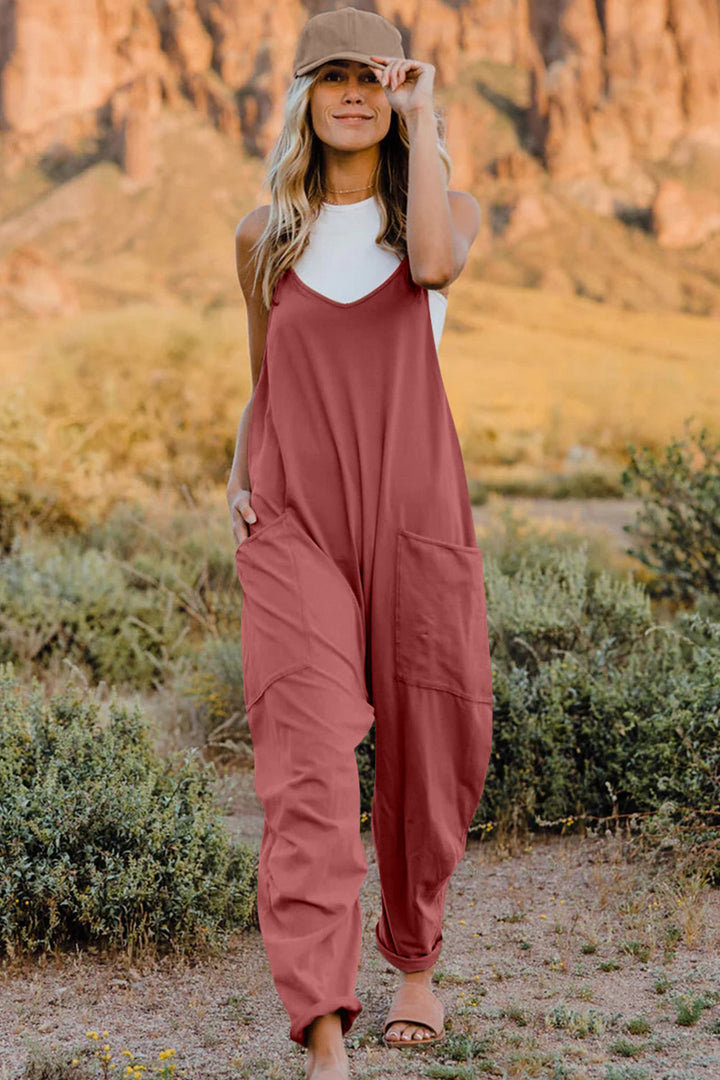 V-Neck Sleeveless Jumpsuit with Pockets