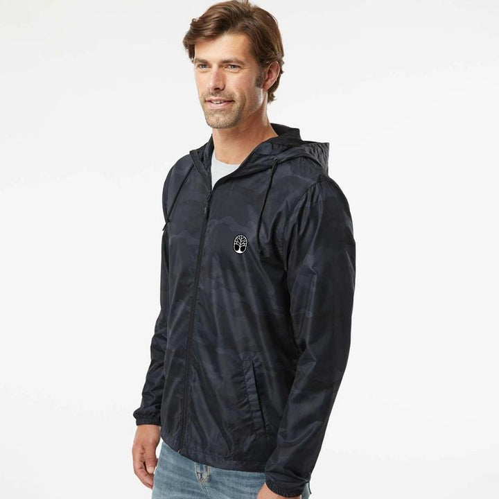 Black Camo Water Resistant Windbreaker