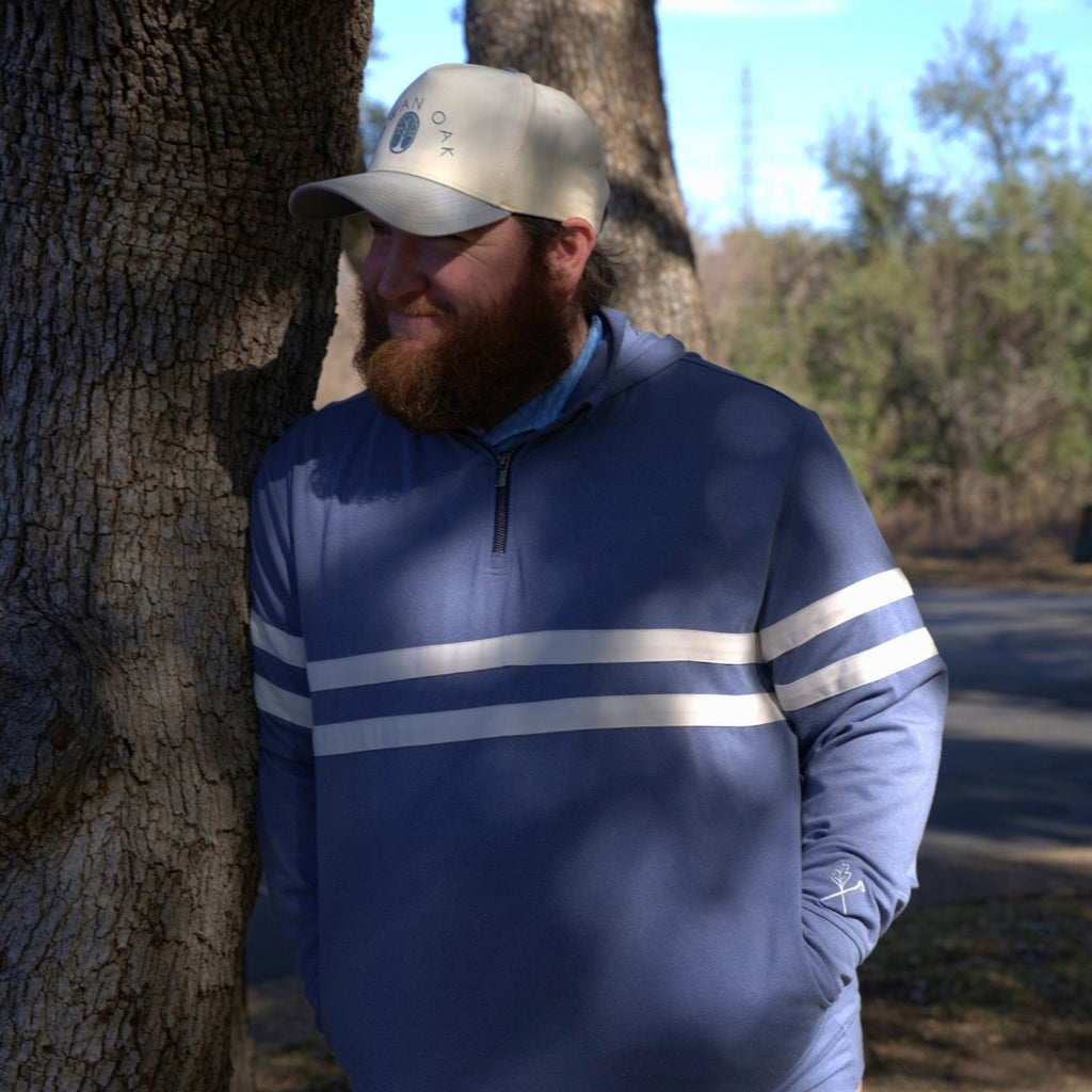 Striped 1/2 Zip Hood