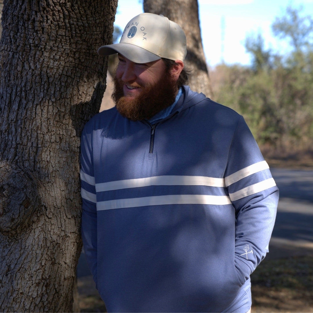 Striped 1/2 Zip Hood