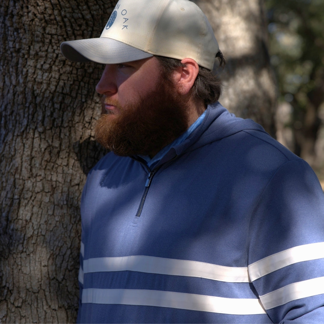 Striped 1/2 Zip Hood