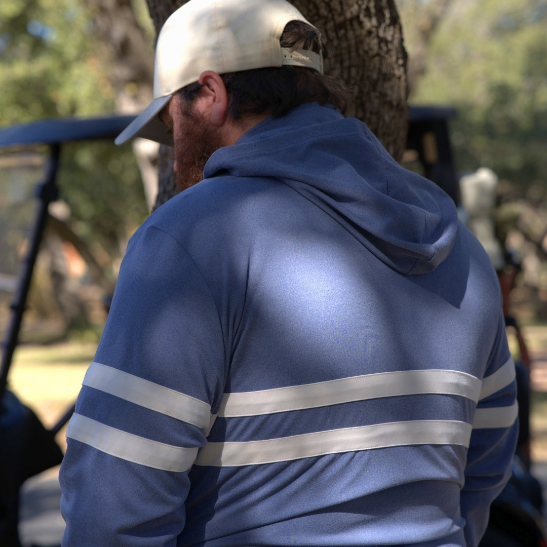 Striped 1/2 Zip Hood