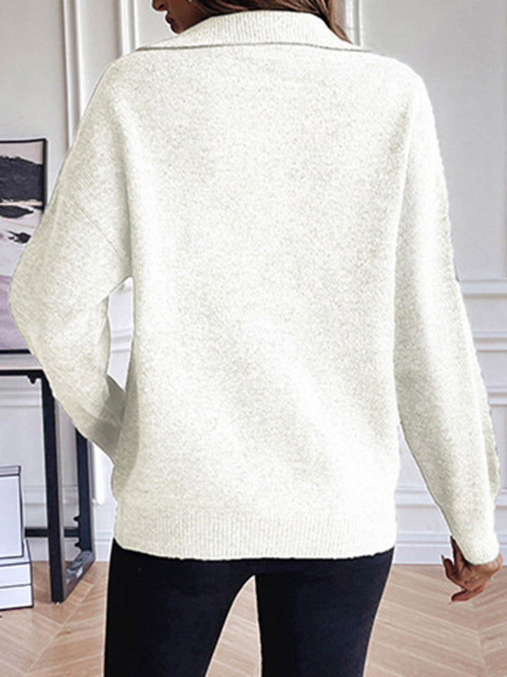 Half Zip Dropped Shoulder Sweater