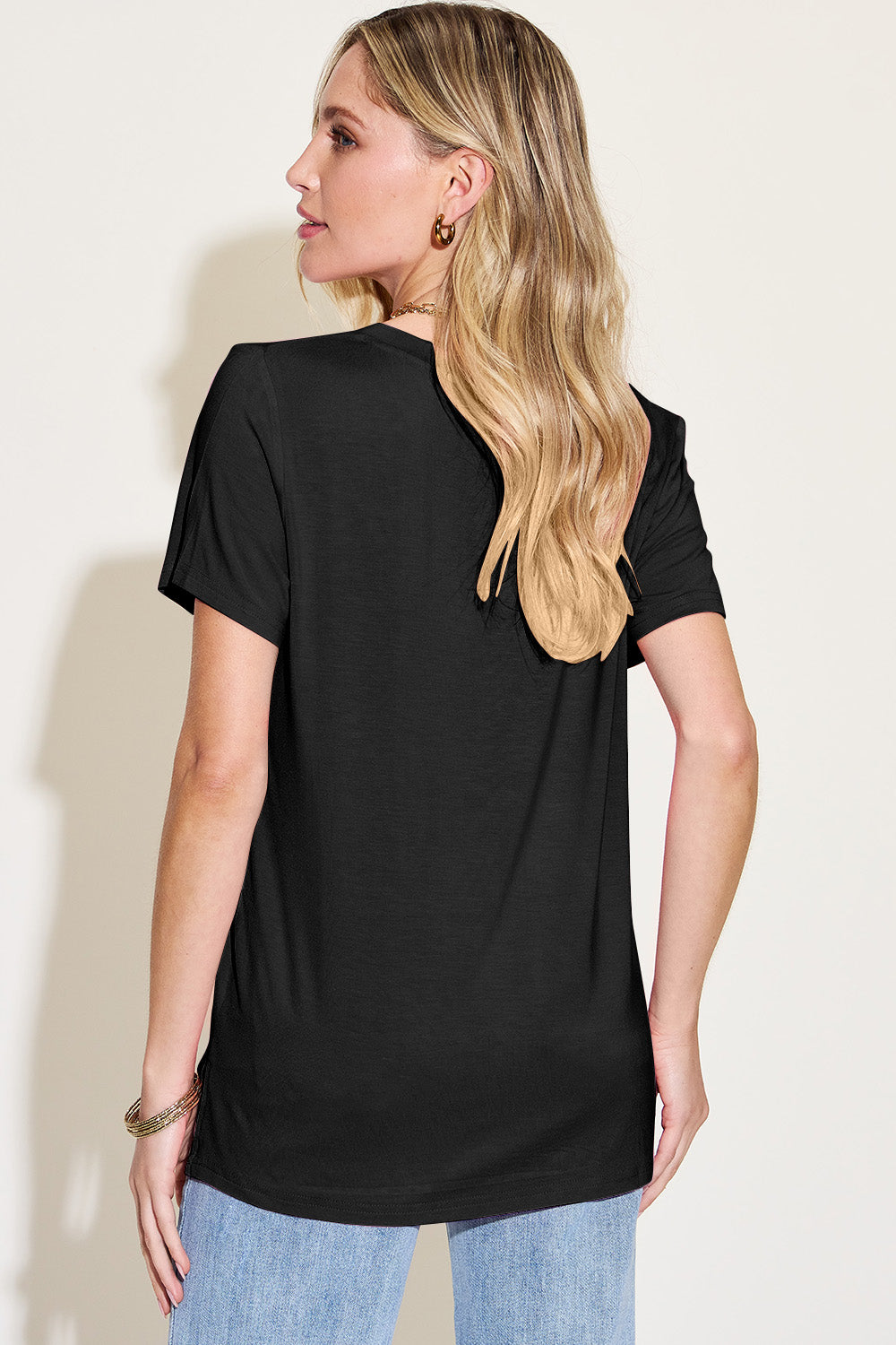 Bamboo V-Neck High-Low T-Shirt