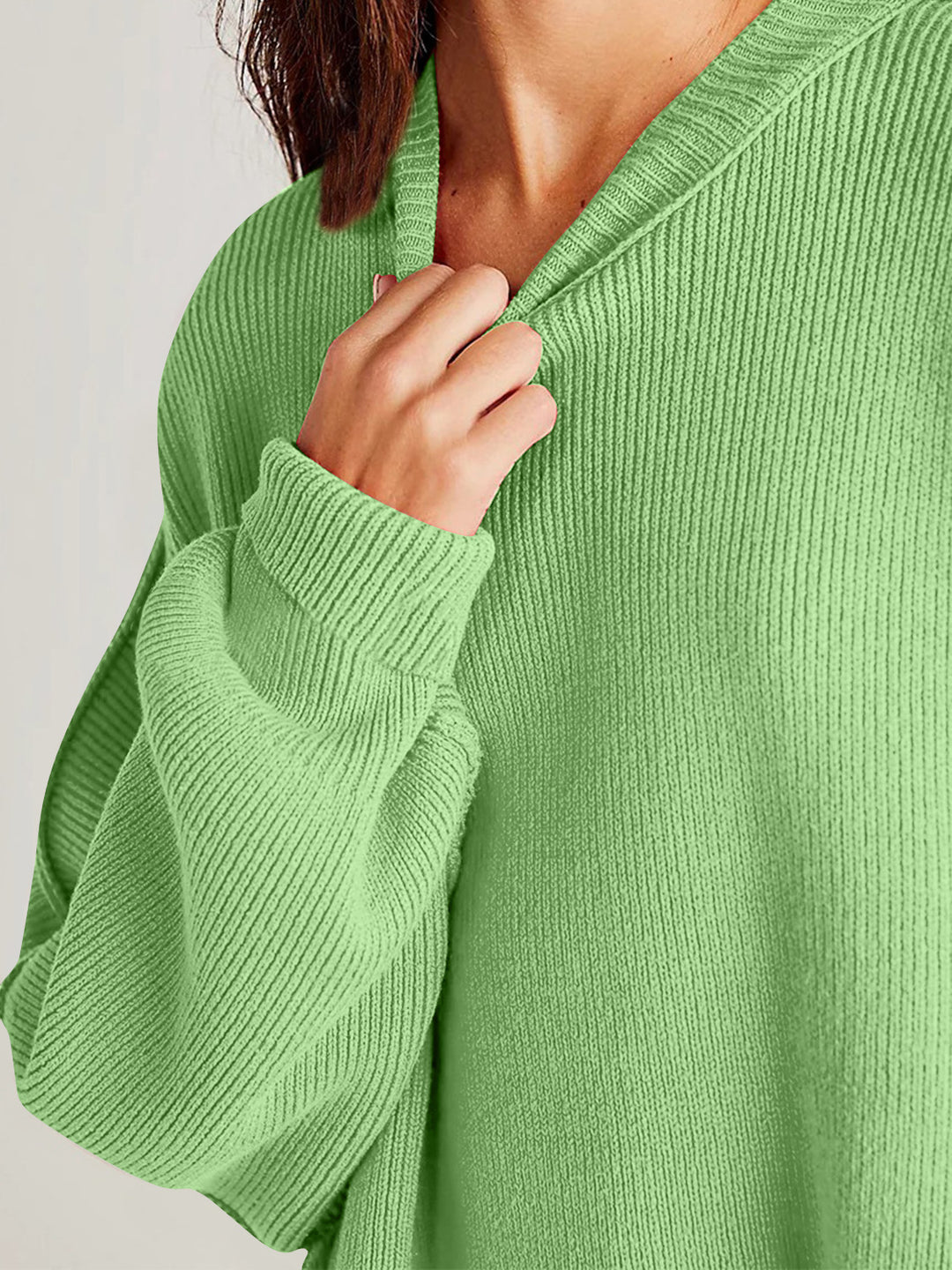 Side Slit Round Neck Long Sleeve Sweater